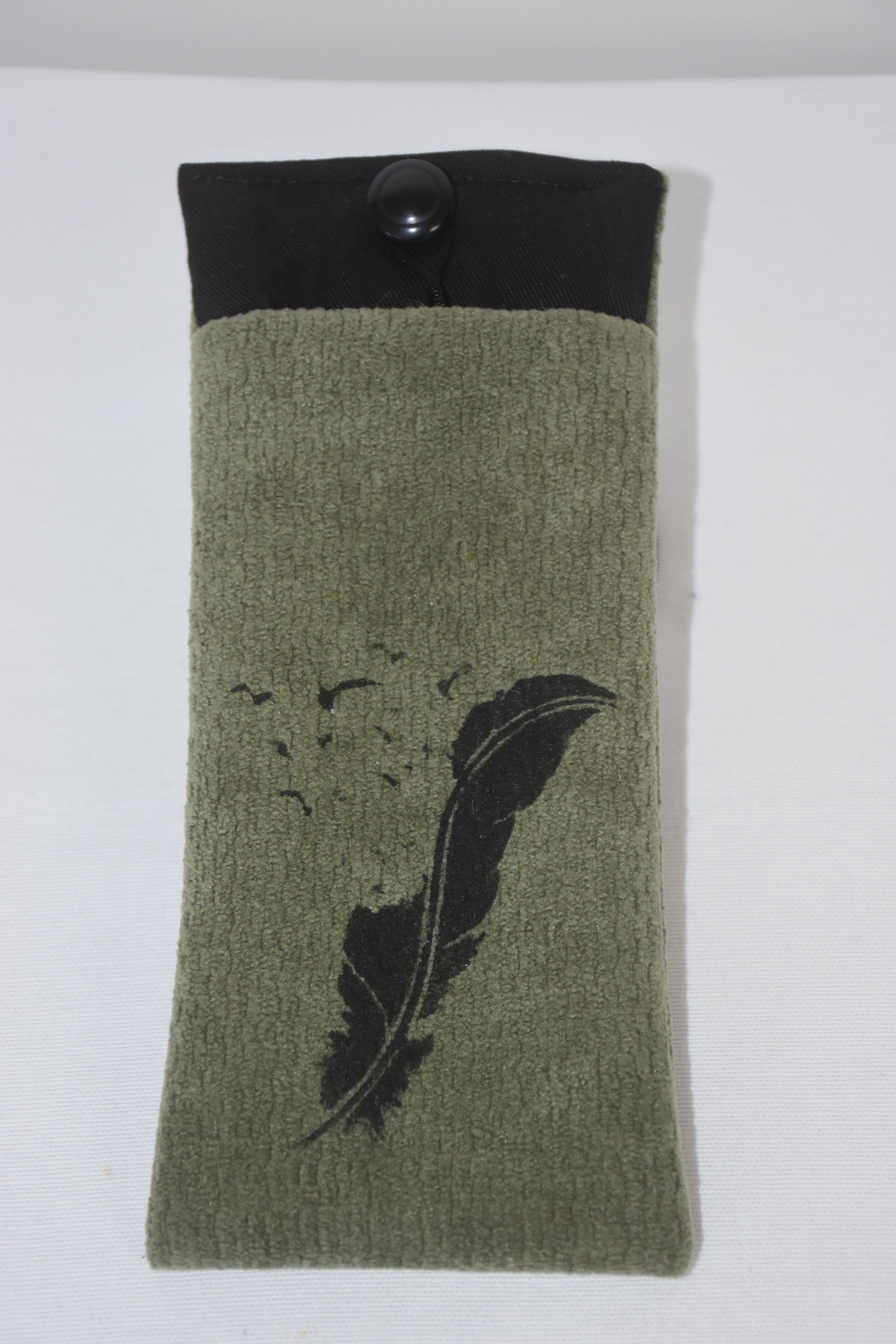 Pochette à lunette Plume vert
