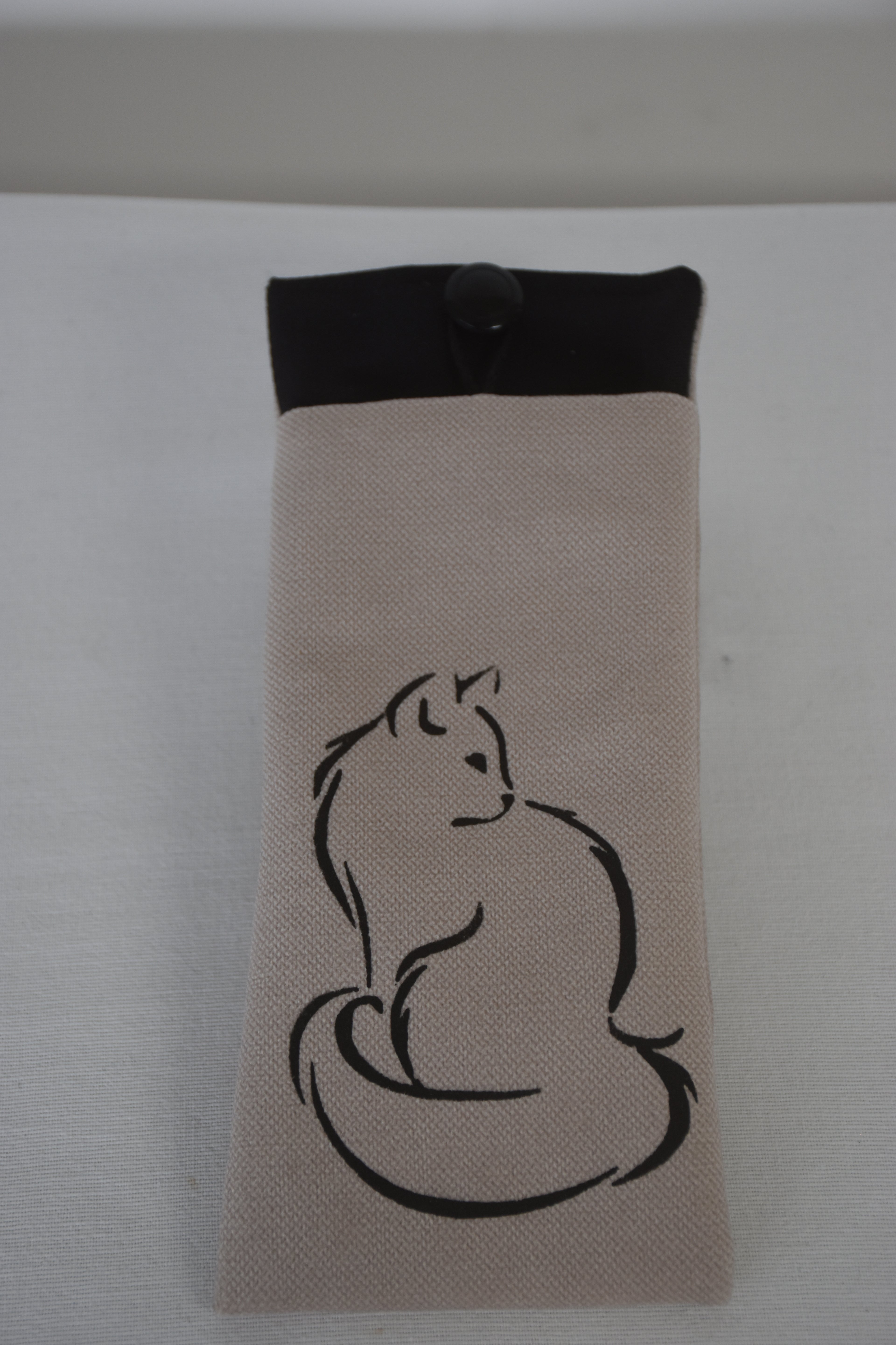 Pochette à lunette Chat Minouche ficelle
