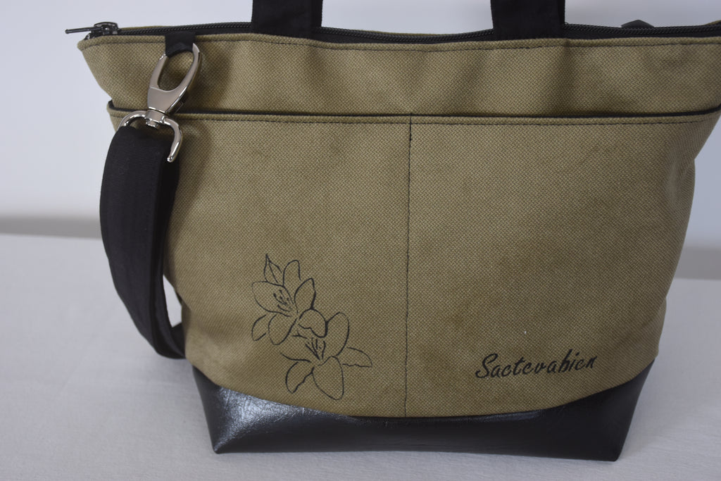 Sac à main Dragon avec fleur kaki
