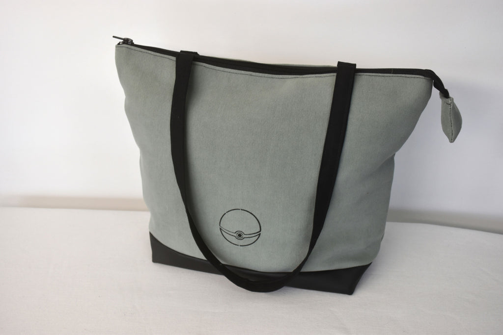 Sac cabas dessin inspiré du duo Evoli et Muy vert clair