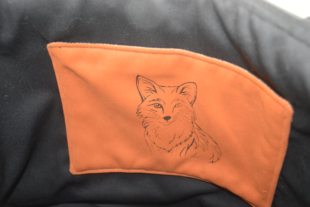 Sac cabas d'épaule Flocon le Renard en velours orange