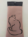 Pochette à lunette Chat Minouche Vieux Rose