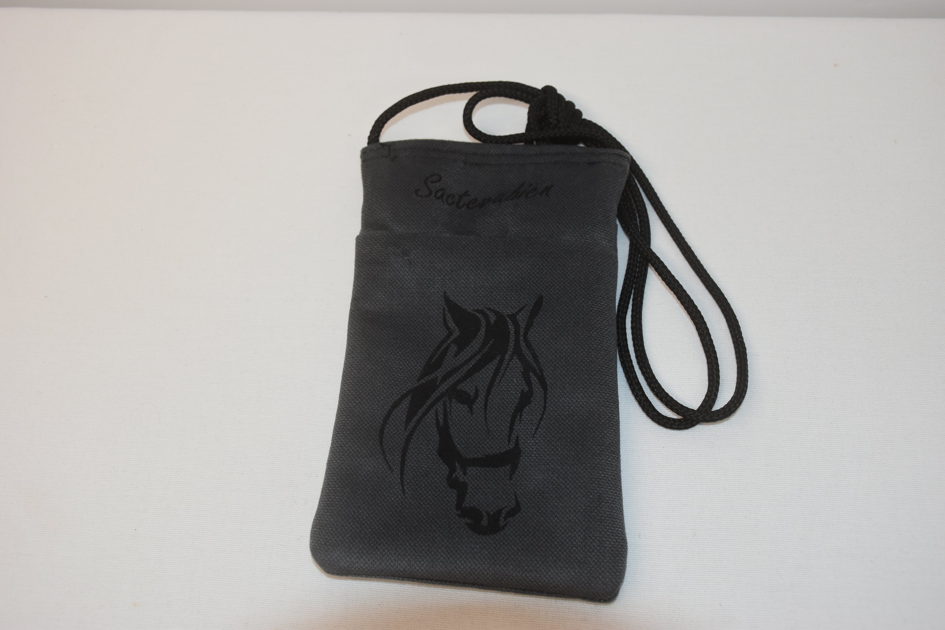 Pochette Portable Bandoulière Tête de Cheval Gris