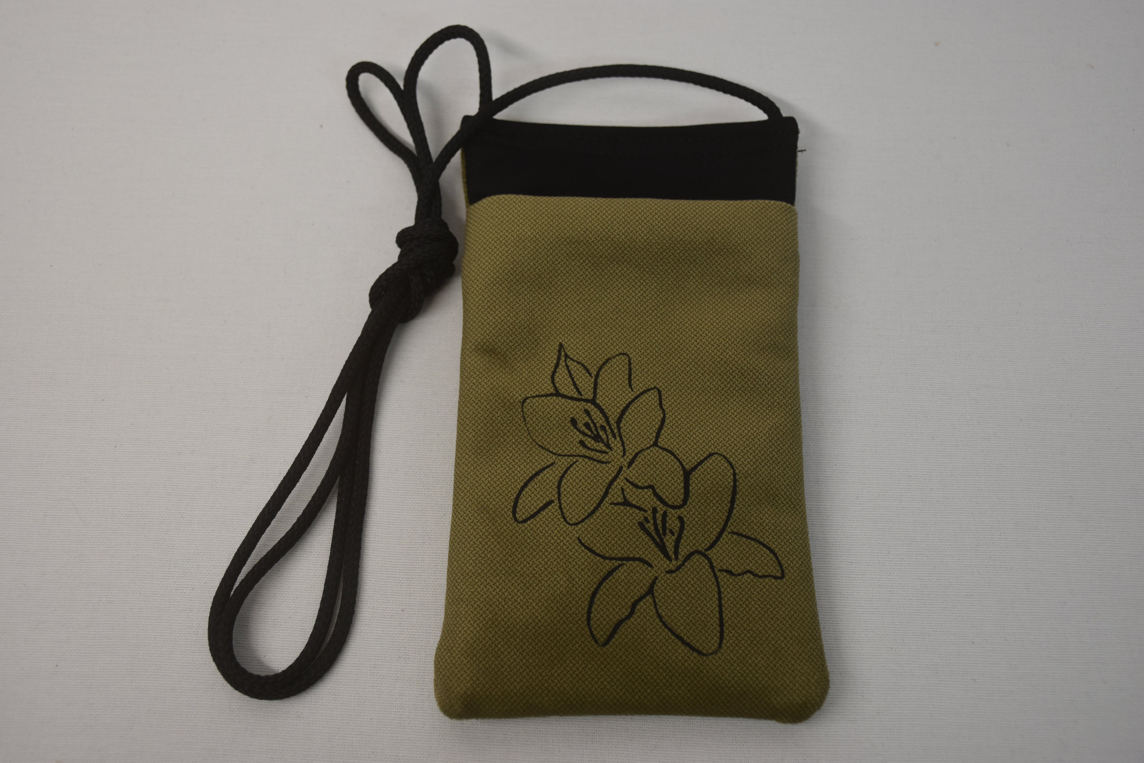 Pochette Portable Bandoulière Fleur de gragon Vert Kaki