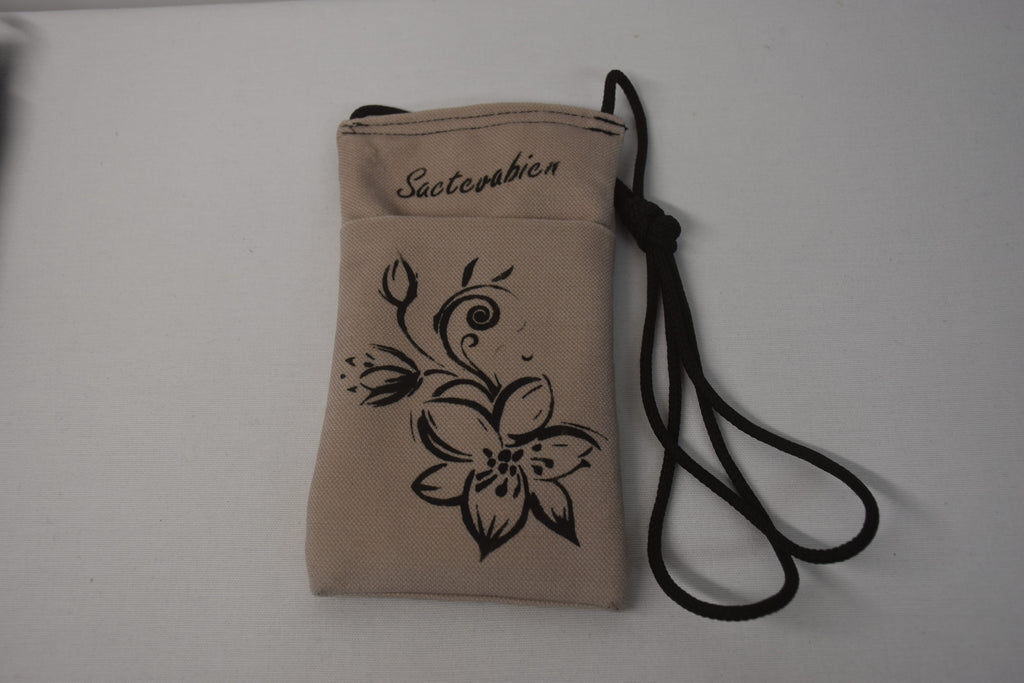 Pochette Portable Bandoulière Fleur Anémone ficelle
