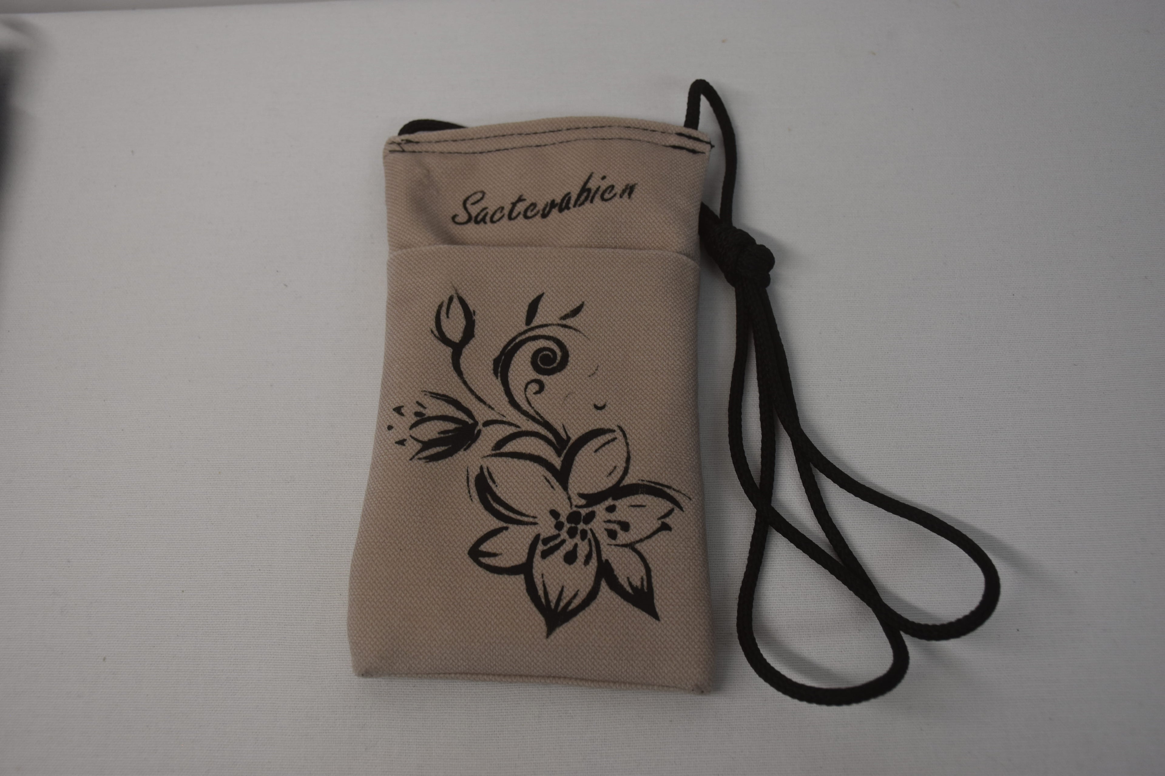 Pochette Portable Bandoulière Fleur Anémone ficelle