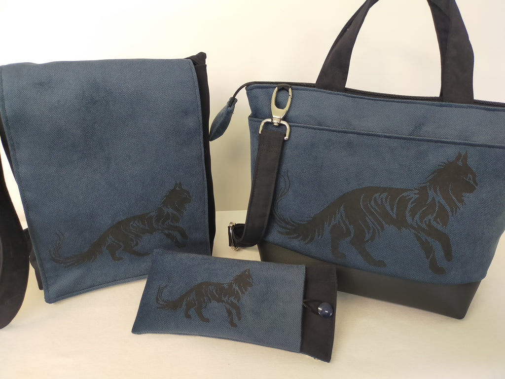 Sac à main Chat Lucifer Bleu Nuit